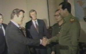 Saddam Hussein was the United States' buddy, even when he was committing war crimes. 